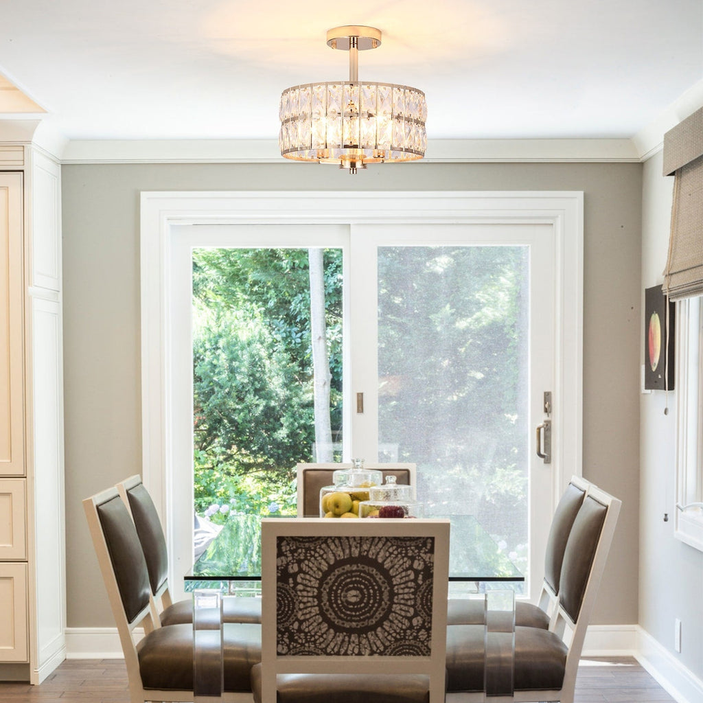 Plafonniers semi-encastrés à 3 lumières en cristal pour salon et couloir