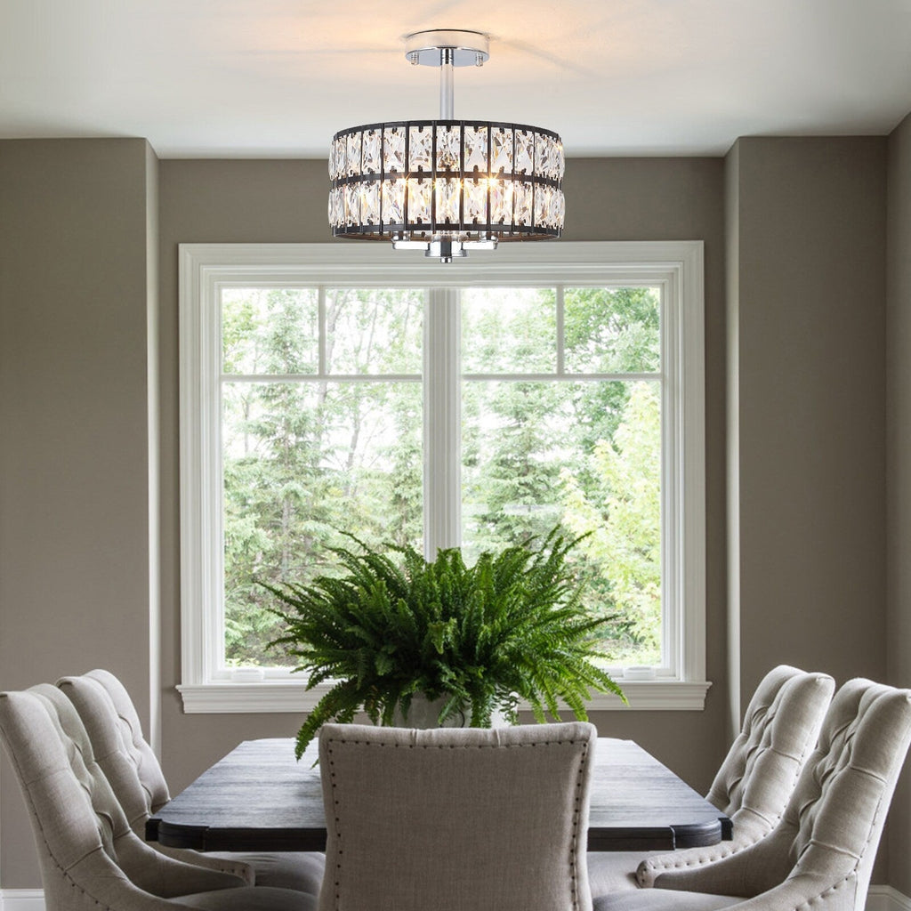 Plafonniers semi-encastrés à 3 lumières en cristal pour salon et couloir