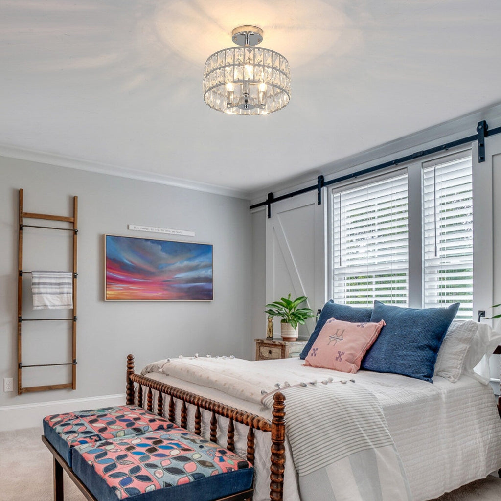 Plafonniers semi-encastrés à 3 lumières en cristal pour salon et couloir