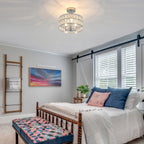 Plafonniers semi-encastrés à 3 lumières en cristal pour salon et couloir