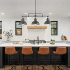 Suspension en forme de dôme de style industriel à 3 lampes, style ferme, en métal, pour îlot de cuisine linéaire, finition bronze huilé