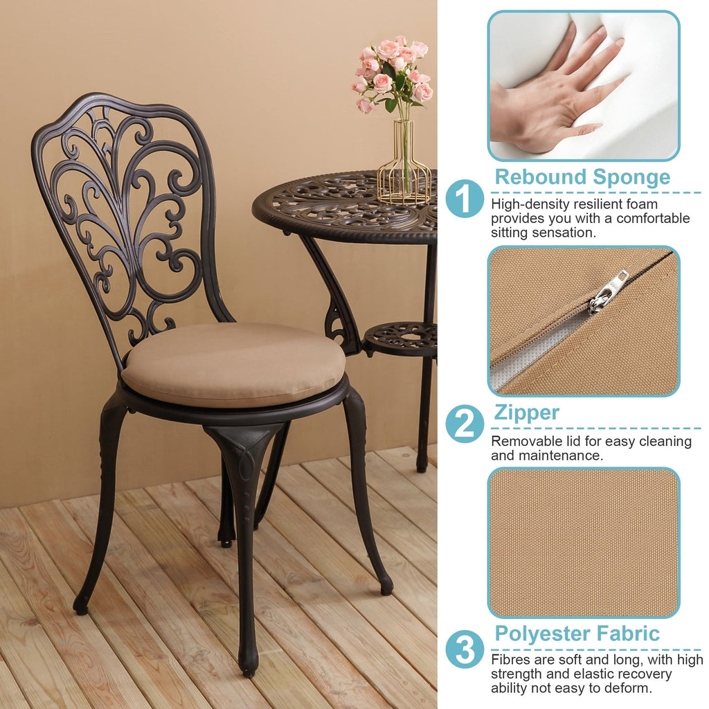 Ensemble de 3 tables et chaises papillon en aluminium pour patio extérieur avec trou pour parasol