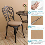 Ensemble de 3 tables et chaises papillon en aluminium pour patio extérieur avec trou pour parasol