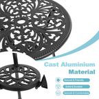 Ensemble de 3 tables et chaises papillon en aluminium pour patio extérieur avec trou pour parasol