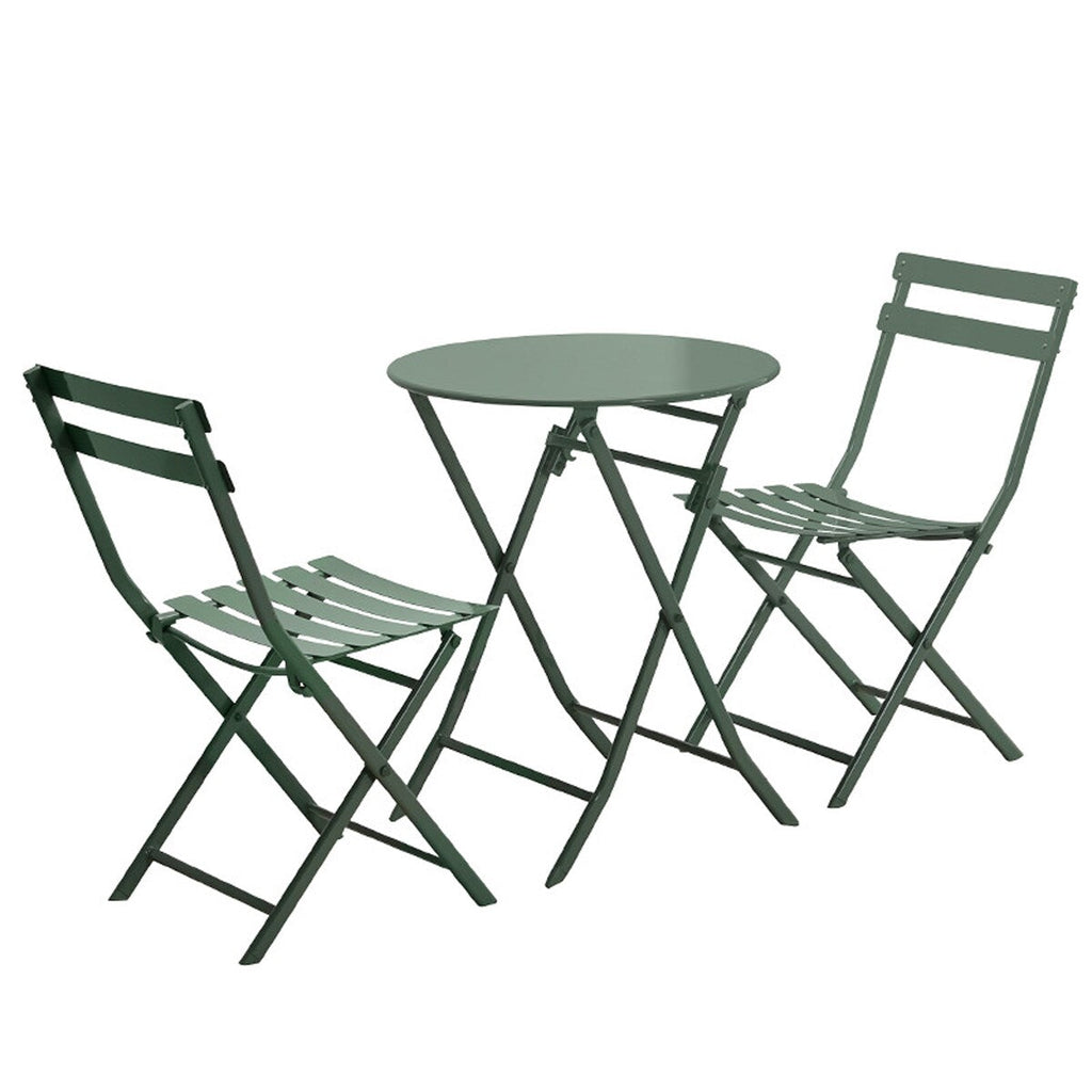 Ensemble bistro minimaliste de patio 3 pièces avec table ronde pliable et chaises - Ensemble bistro de patio 3 pièces