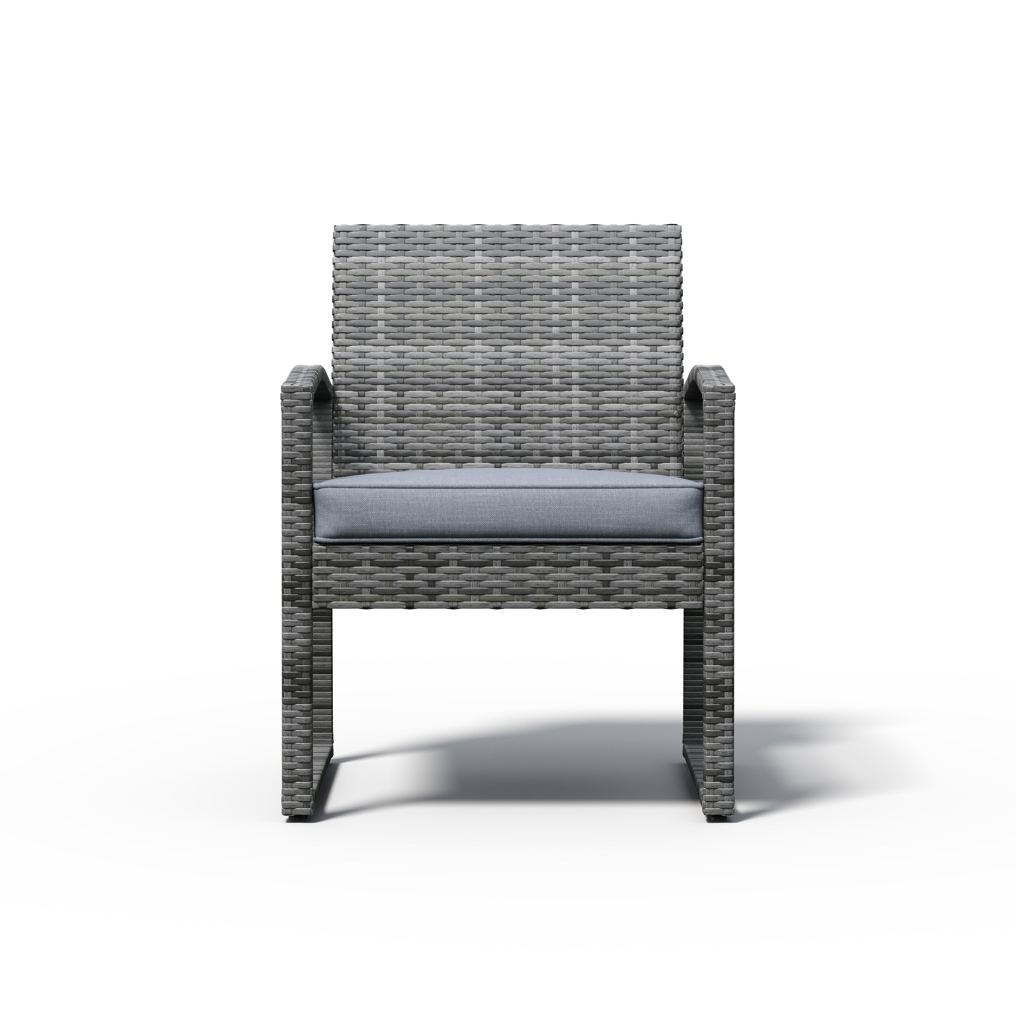 Ensemble de conversation 3 pièces en osier tressé avec coussins pour l'extérieur