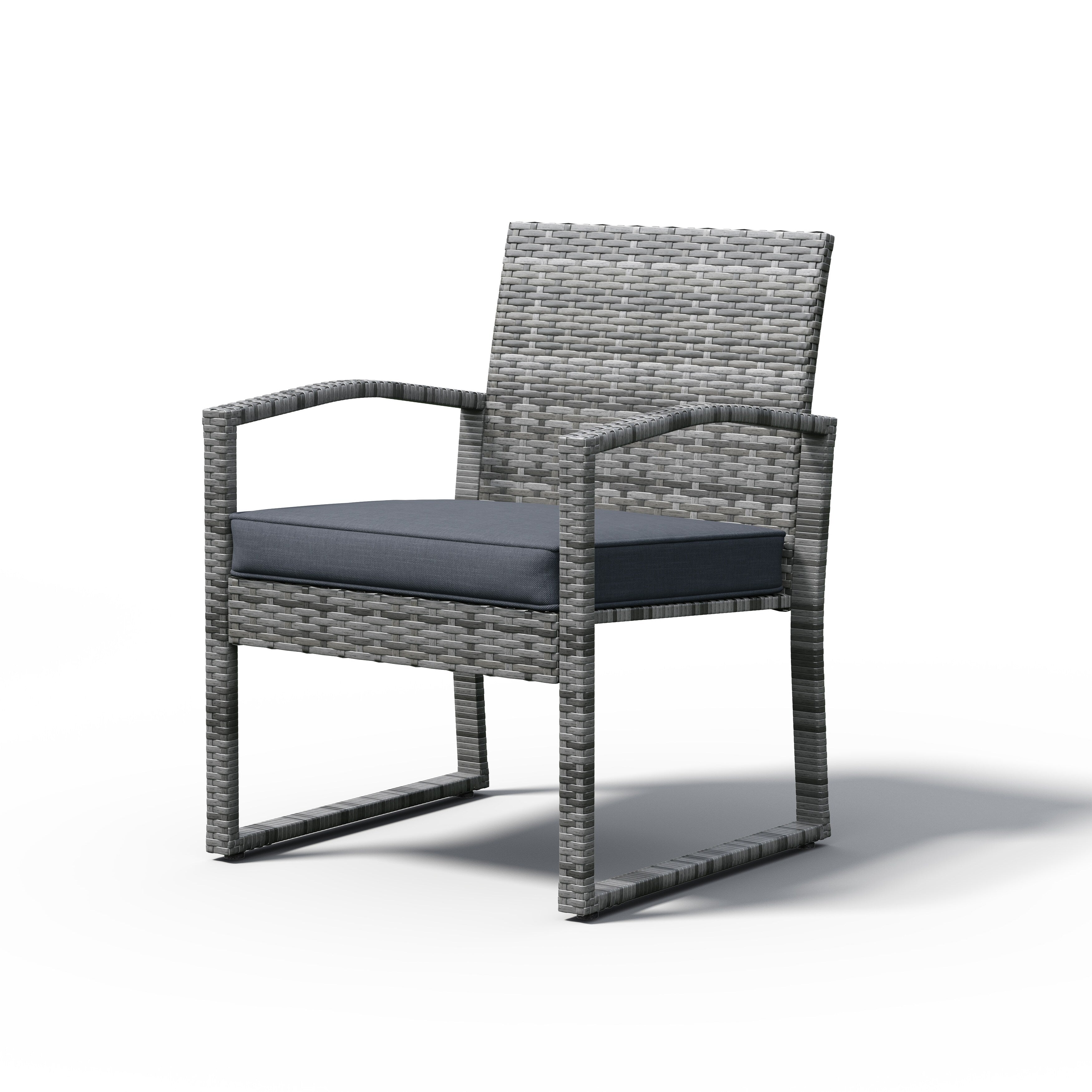 Ensemble de conversation 3 pièces en osier tressé avec coussins pour l'extérieur