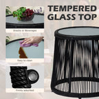 Ensemble de bistrot d'extérieur 3 pièces en osier, mobilier de jardin en rotin toutes saisons, chaises de patio avec coussins