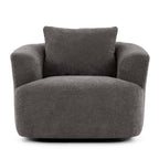 Fauteuil pivotant à 360°, fauteuil d'appoint en bouclette de 38,2 cm avec coussin décoratif, fauteuil-canapé rembourré de forme cylindrique avec accoudoirs incurvés