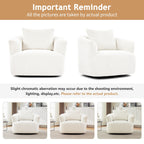 Fauteuil pivotant à 360°, fauteuil d'appoint en bouclette de 38,2 cm avec coussin décoratif, fauteuil-canapé rembourré de forme cylindrique avec accoudoirs incurvés