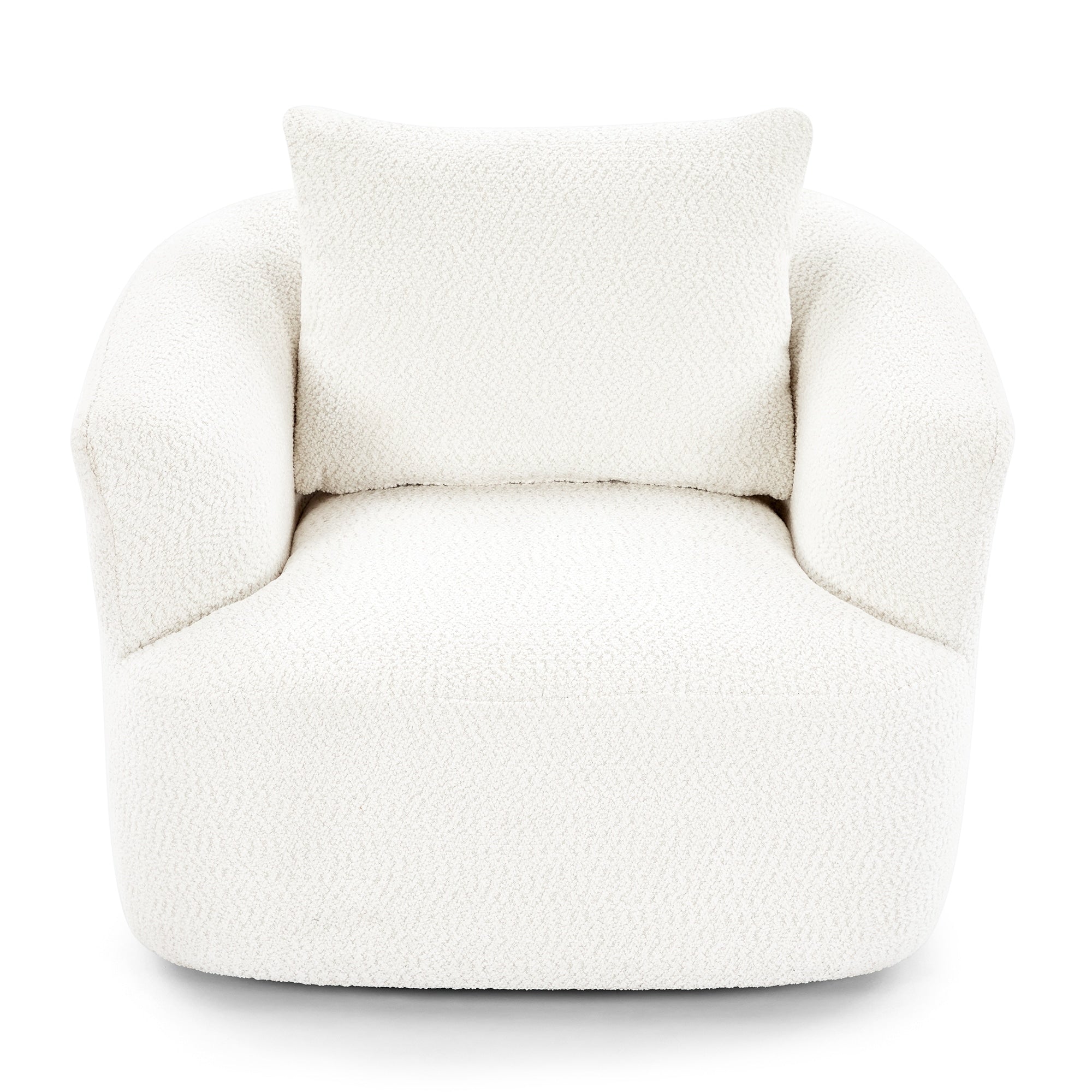 Fauteuil pivotant à 360°, fauteuil d'appoint en bouclette de 38,2 cm avec coussin décoratif, fauteuil-canapé rembourré de forme cylindrique avec accoudoirs incurvés