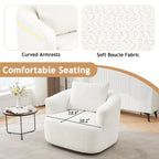Fauteuil pivotant à 360°, fauteuil d'appoint en bouclette de 38,2 cm avec coussin décoratif, fauteuil-canapé rembourré de forme cylindrique avec accoudoirs incurvés