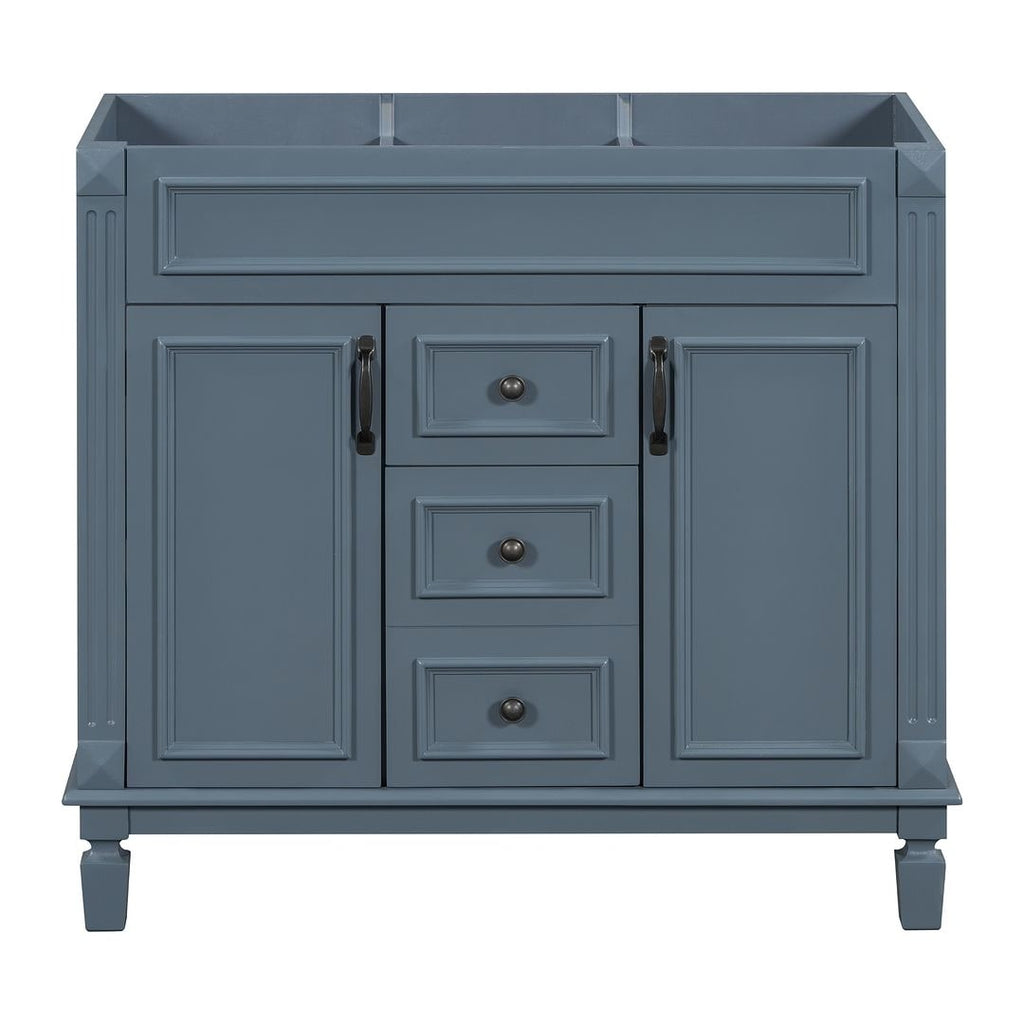 Meuble-lavabo moderne de 36 po avec lavabo supérieur et armoire à miroir, 2 portes et 2 tiroirs