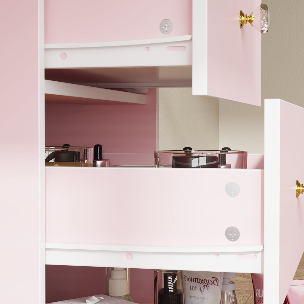 Ensemble de coiffeuse de maquillage de 39,4 po de large avec tabouret et miroir