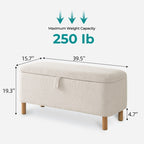 Banc ottoman de rangement en sherpa blanc cassé, repose-pieds, pour salon, chambre à coucher, pieds en bois