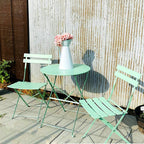 Ensemble bistrot pliant en métal 3 pièces, résistant aux intempéries, pour l'extérieur et l'intérieur, idéal pour la terrasse, la cour et le jardin.