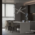 Lustre LED moderne en aluminium noir/doré, plafonnier linéaire Spoutnik pour salon/salle à manger/cuisine
