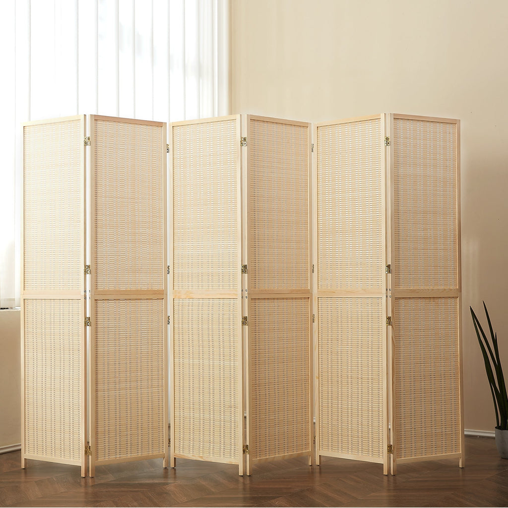 Paravent en bambou 4/6 panneaux, 1,83 m, amovible et pliable, pour séparer les pièces et préserver l'intimité.