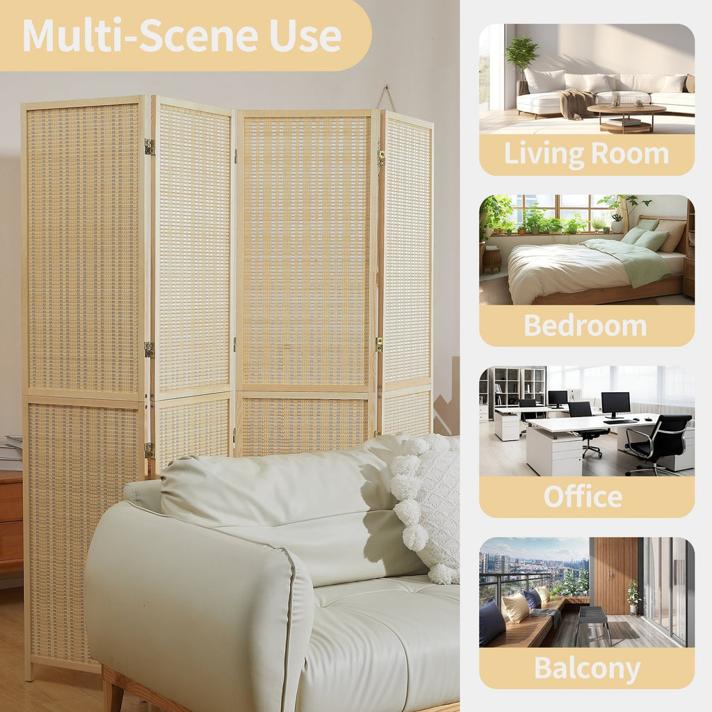 Paravent en bambou 4/6 panneaux, 1,83 m, amovible et pliable, pour séparer les pièces et préserver l'intimité.