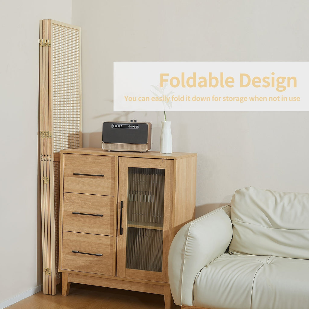 Paravent en bambou 4/6 panneaux, 1,83 m, amovible et pliable, pour séparer les pièces et préserver l'intimité.