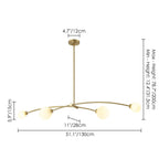 Suspension Sputnik linéaire simple et moderne à 4 lumières, couleur or, pour îlot de cuisine ou salle à manger – 130 cm (l) x 28 cm (p) x 15 cm (h).