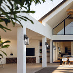 Lot de 4 appliques murales extérieures à 1 lumière, finition noir mat et abat-jour en verre transparent