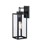 Lot de 4 appliques murales extérieures à 1 lumière, finition noir mat et abat-jour en verre transparent