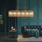 Lustre rectangulaire en cristal moderne linéaire de 40 po, 16 lumières, en laiton doré, pour salle à manger, salon, cuisine, îlot central