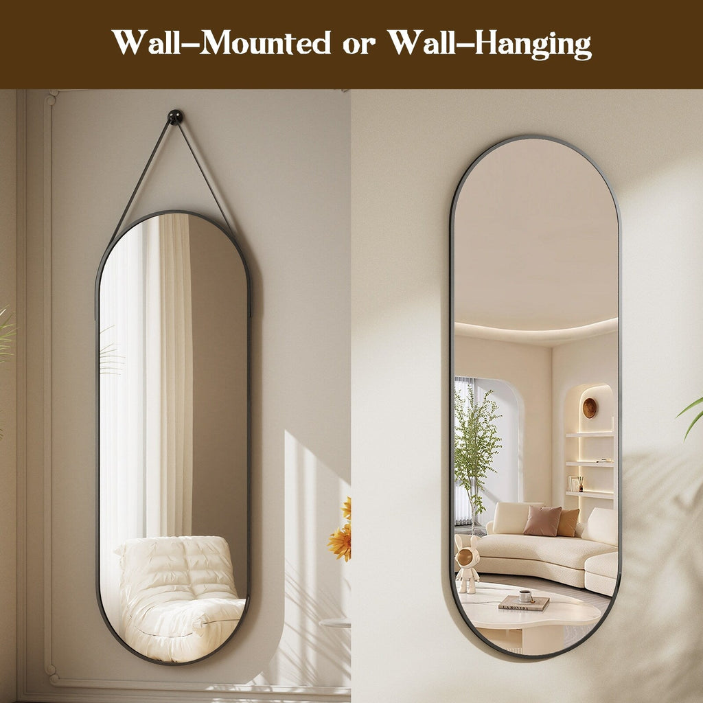 Miroir mural suspendu pleine longueur 48 x 16 avec sangle en cuir