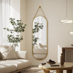 Miroir mural suspendu pleine longueur 48 x 16 avec sangle en cuir