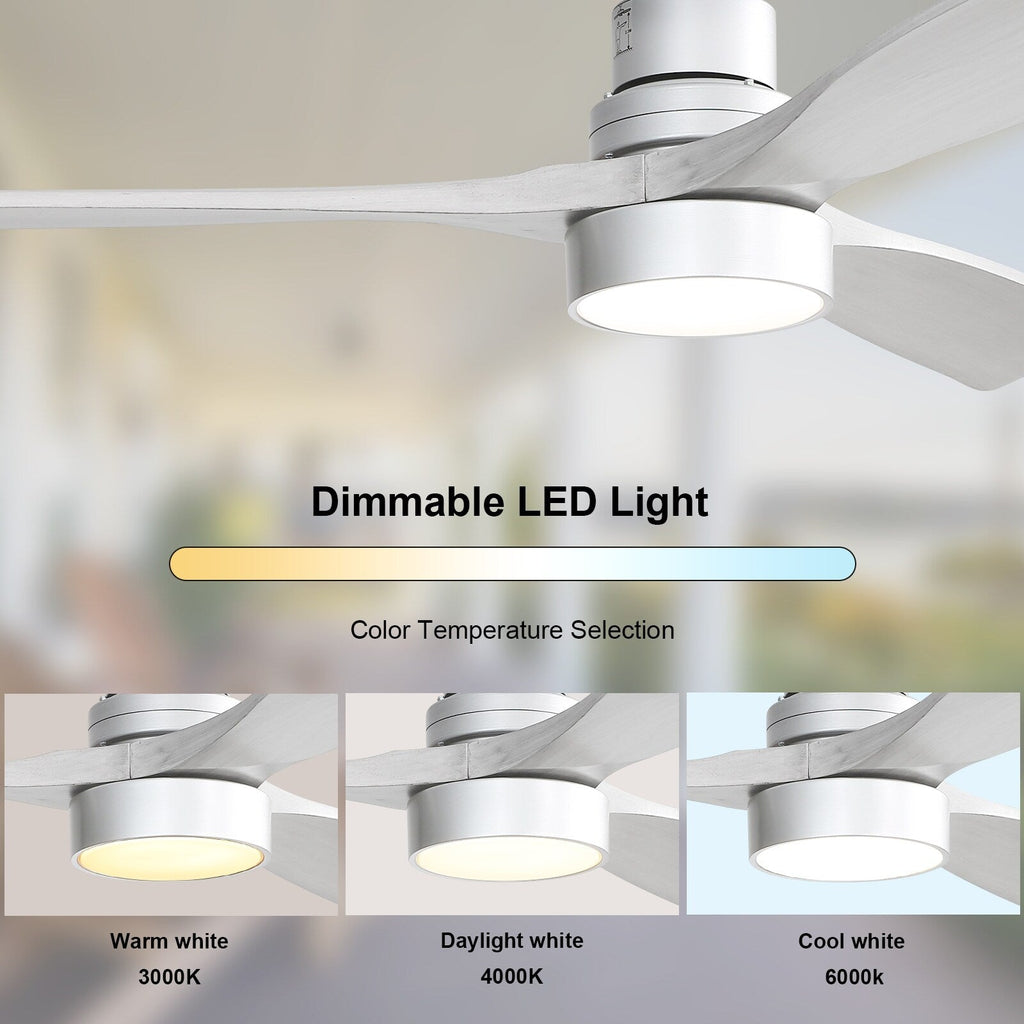 Ventilateur de plafond à LED intégré 48 et 52 pouces avec lumière et télécommande, moteur CC réversible
