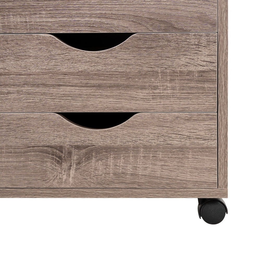 Commode de rangement en bois à 5 tiroirs avec roulettes - Meuble de rangement pour loisirs créatifs et maquillage pour dressing et chambre