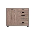 Commode de rangement en bois à 5 tiroirs avec roulettes - Meuble de rangement pour loisirs créatifs et maquillage pour dressing et chambre