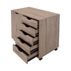 Commode de rangement en bois à 5 tiroirs avec roulettes - Meuble de rangement pour loisirs créatifs et maquillage pour dressing et chambre