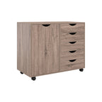 Commode de rangement en bois à 5 tiroirs avec roulettes - Meuble de rangement pour loisirs créatifs et maquillage pour dressing et chambre