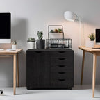 Commode de rangement en bois à 5 tiroirs avec roulettes - Meuble de rangement pour loisirs créatifs et maquillage pour dressing et chambre