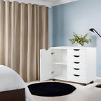 Commode de rangement en bois à 5 tiroirs avec roulettes - Meuble de rangement pour loisirs créatifs et maquillage pour dressing et chambre