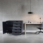 Commode de rangement en bois à 5 tiroirs avec roulettes - Meuble de rangement pour loisirs créatifs et maquillage pour dressing et chambre