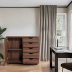 Commode de rangement en bois à 5 tiroirs avec roulettes - Meuble de rangement pour loisirs créatifs et maquillage pour dressing et chambre