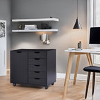 Commode de rangement en bois à 5 tiroirs avec roulettes - Meuble de rangement pour loisirs créatifs et maquillage pour dressing et chambre