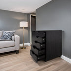 Commode de rangement en bois à 5 tiroirs avec roulettes - Meuble de rangement pour loisirs créatifs et maquillage pour dressing et chambre