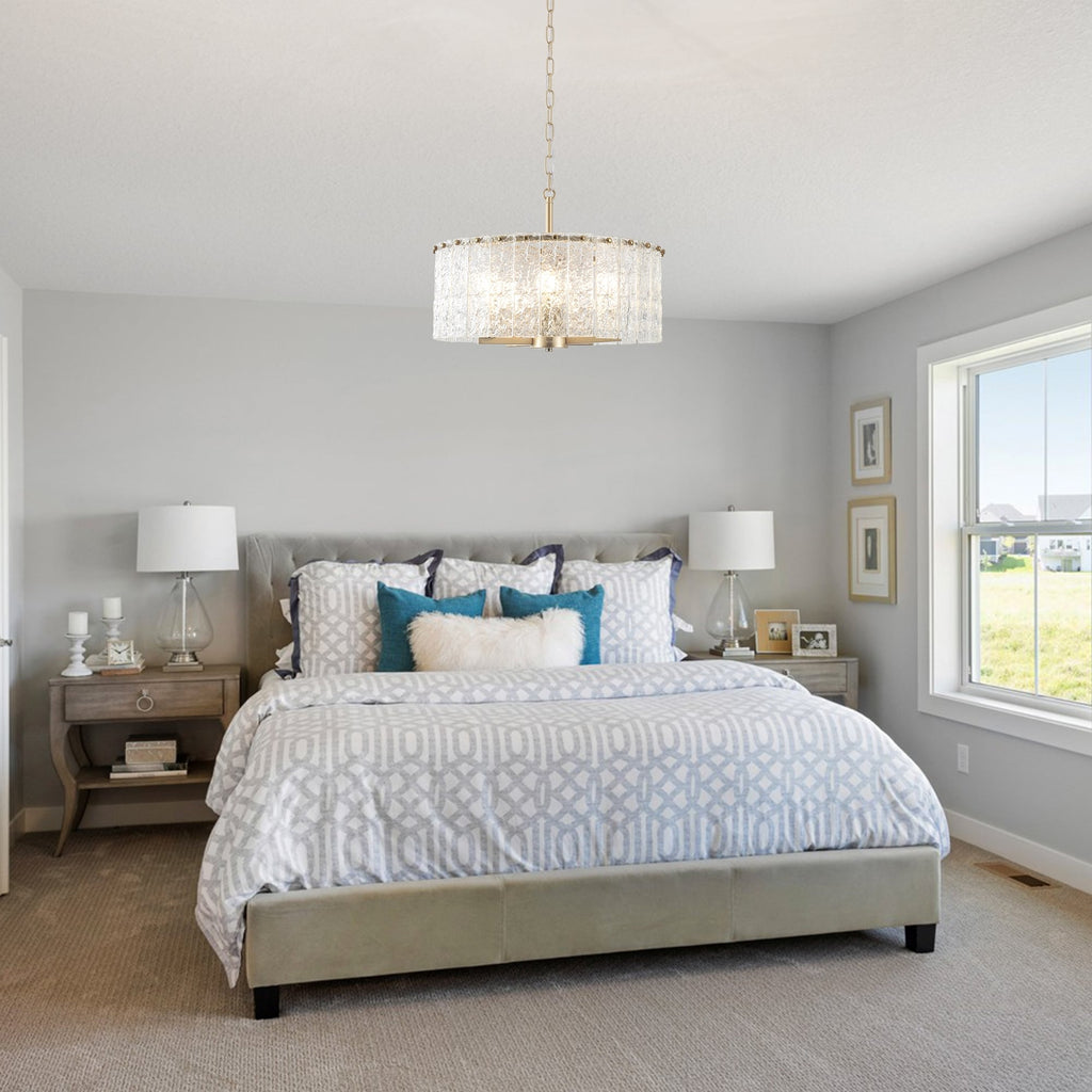 Lustre tambour rond moderne à 5 lumières, lustre semi-encastré classique, suspension pour îlot de cuisine et salle à manger