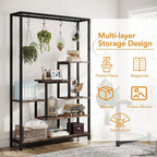 Étagère à plantes d'intérieur à 5 niveaux, hauteur 70,9 pouces, avec 10 crochets de suspension