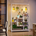 Étagère à plantes d'intérieur à 5 niveaux, hauteur 70,9 pouces, avec 10 crochets de suspension