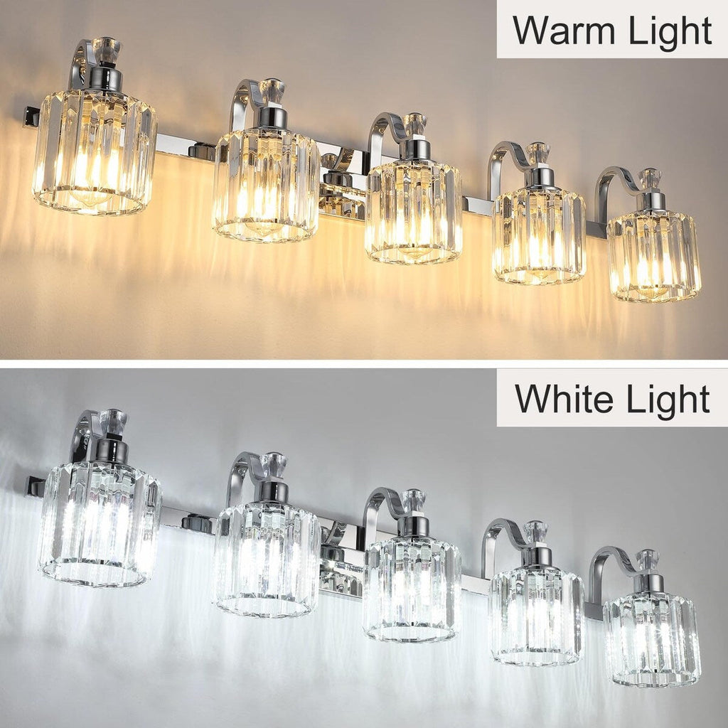 Luminaires modernes à 5 lumières en cristal pour salle de bain