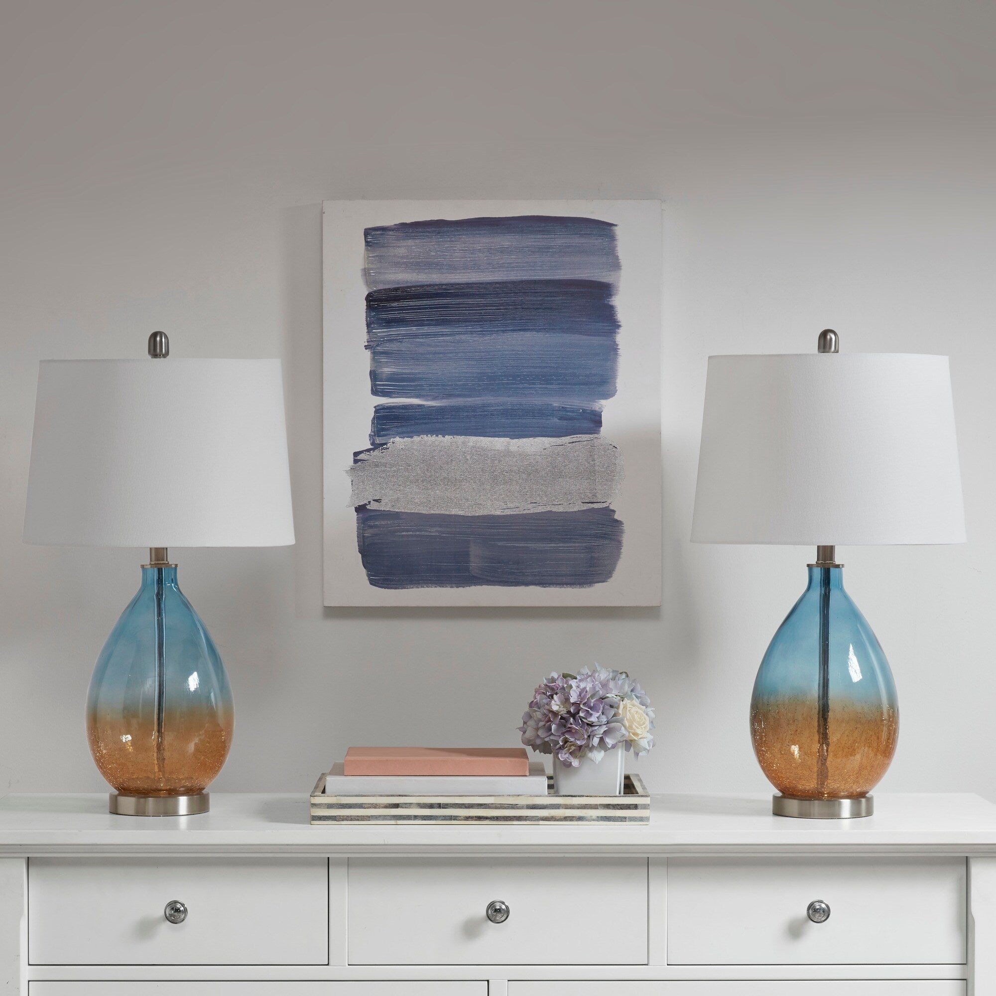 Lampe de table en verre Cortina Ombre de 510 Design, lot de 2