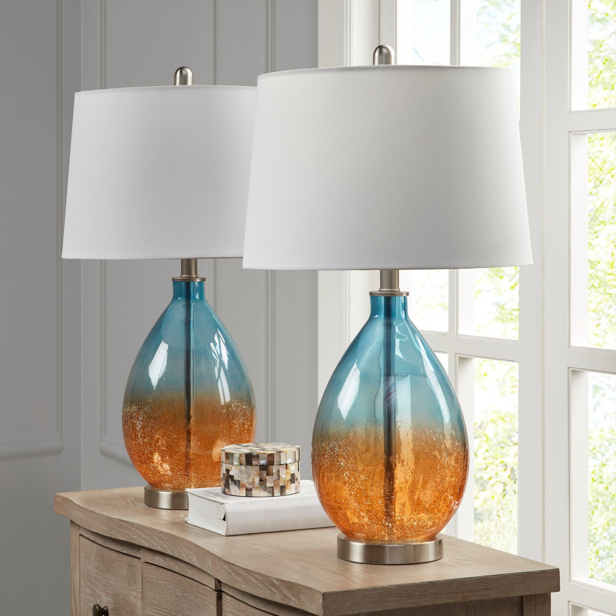 Lampe de table en verre Cortina Ombre de 510 Design, lot de 2