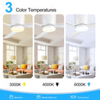 Ventilateur de plafond encastré à DEL noir/blanc de 52 pouces avec télécommande (3 pales)