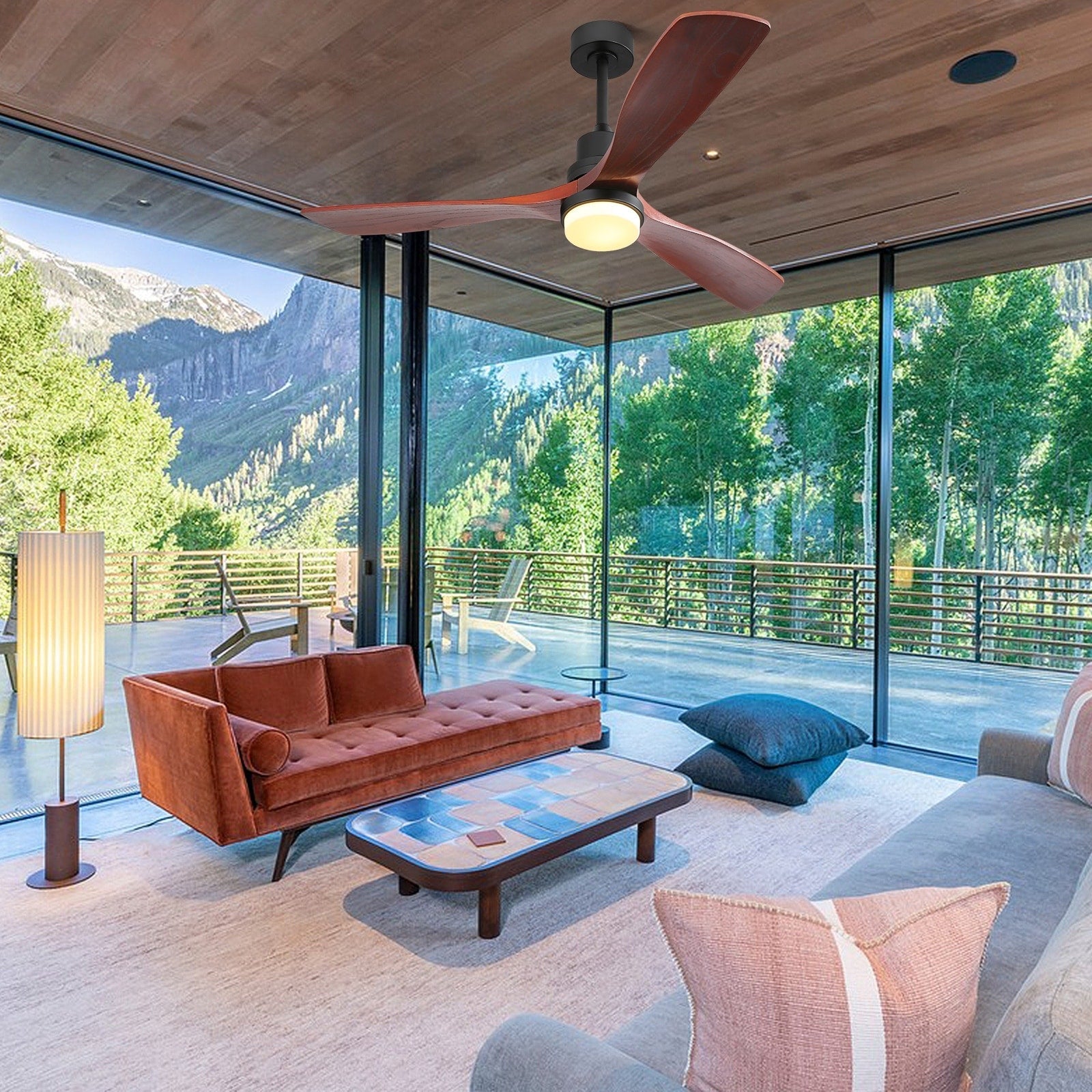 Ventilateur de plafond d'intérieur en bois Sofucor 52 avec télécommande et éclairage intégré en option