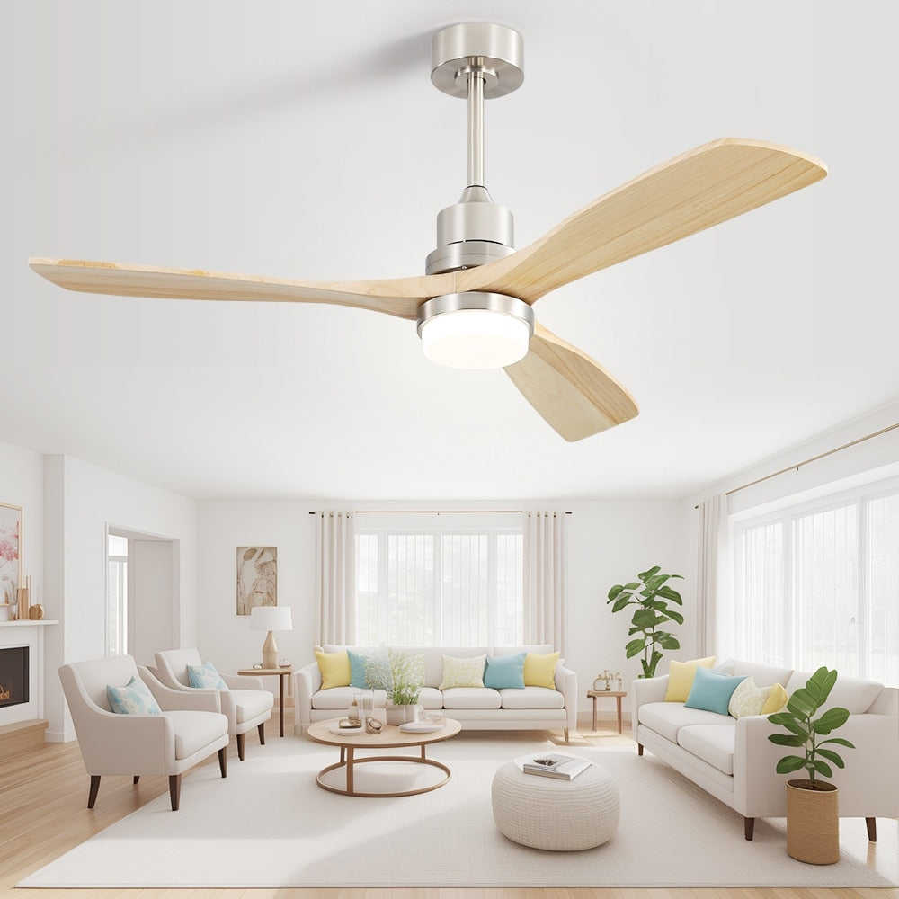 Ventilateur de plafond d'intérieur en bois Sofucor 52 avec télécommande et éclairage intégré en option